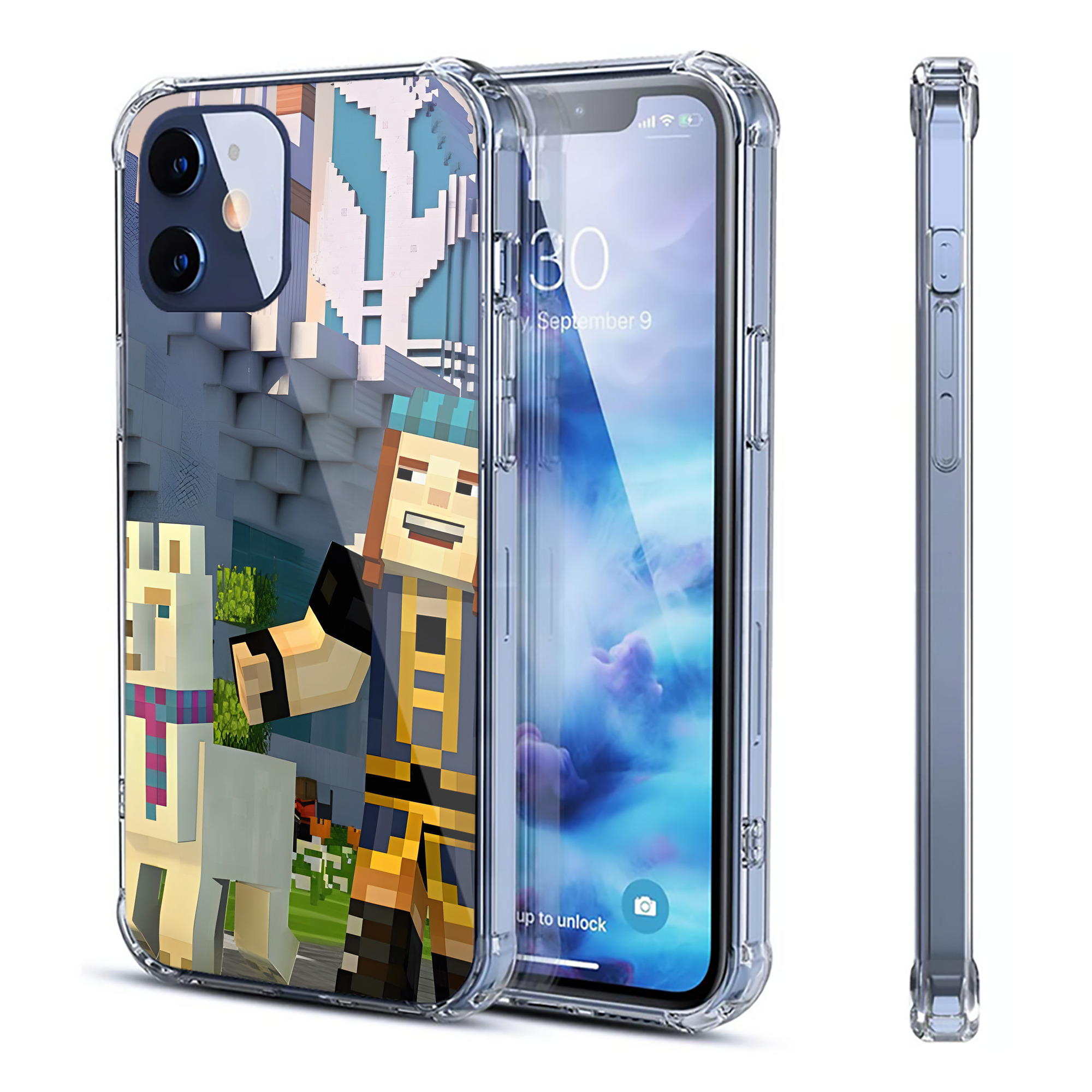 （画像用） マインクラフト ブロックの世界 Minecraft MC Block world 【iPhone 12シリーズ対応】透明スマホケース（クリアソフトケース）